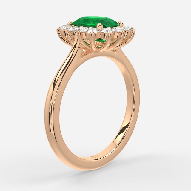 1 Carat Lab Grown Emerald Cluster Engagement Ring In Rose Gold - Windermere