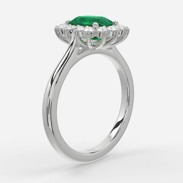 1 Carat Lab Grown Emerald Cluster Engagement Ring In White Gold - Windermere