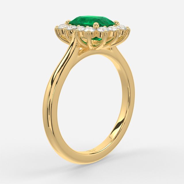 1 Carat Lab Grown Emerald Cluster Engagement Ring In Yellow Gold - Windermere