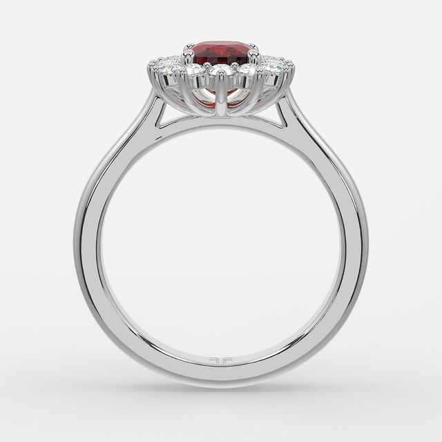 1 Carat Lab Grown Elongated Cushion Ruby Cluster Engagement Ring In Platinum - Windermere