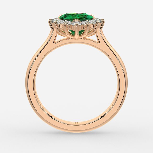 1 Carat Lab Grown Heart Emerald Cluster Engagement Ring In Rose Gold - Windermere