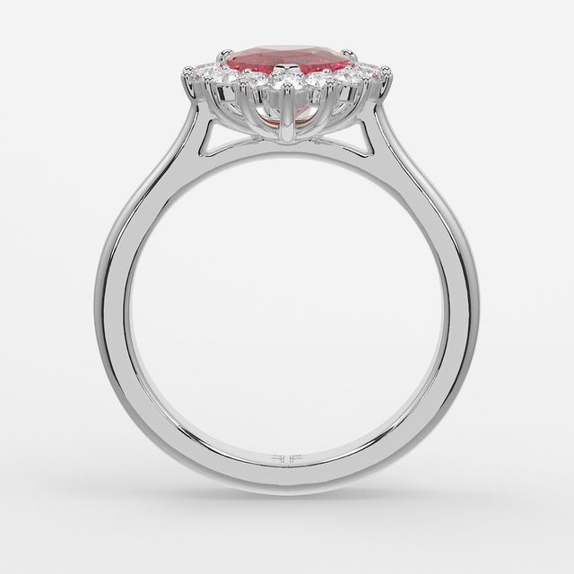 1 Carat Lab Grown Heart Ruby Cluster Engagement Ring In Platinum - Windermere