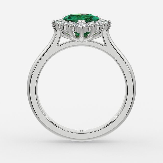 1 Carat Lab Grown Heart Emerald Cluster Engagement Ring In White Gold - Windermere