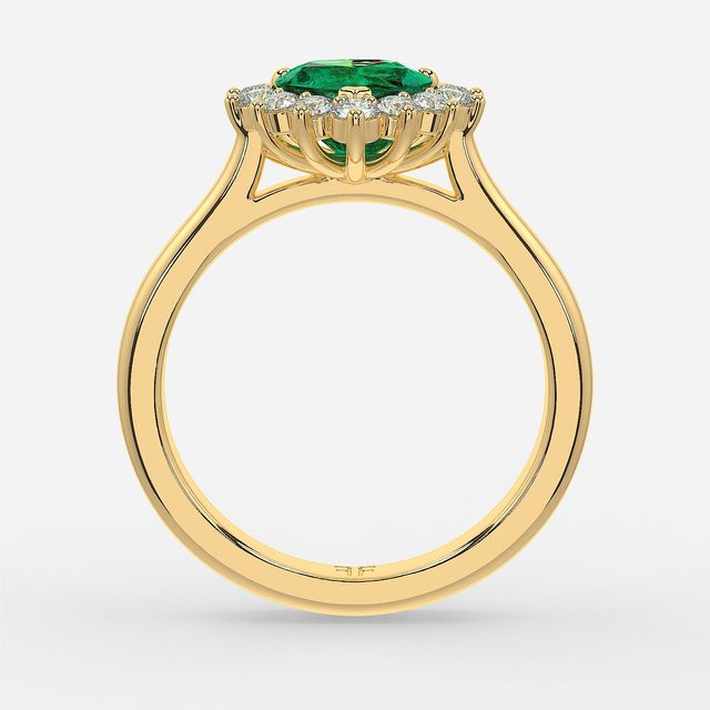 1 Carat Lab Grown Heart Emerald Cluster Engagement Ring In Yellow Gold - Windermere