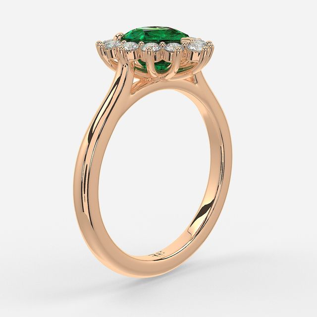 1 Carat Lab Grown Heart Emerald Cluster Engagement Ring In Rose Gold - Windermere