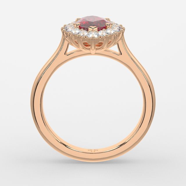 1 Carat Lab Grown Marquise Ruby Cluster Engagement Ring In Rose Gold- Windermere