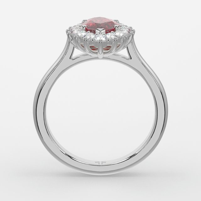 1 Carat Lab Grown Marquise Ruby Cluster Engagement Ring In White Gold - Windermere