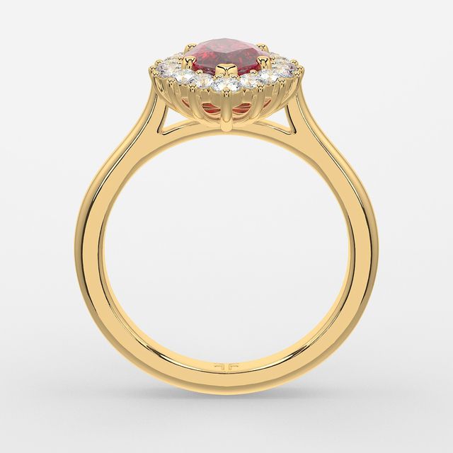 1 Carat Lab Grown Marquise Ruby Cluster Engagement Ring In Yellow Gold - Windermere