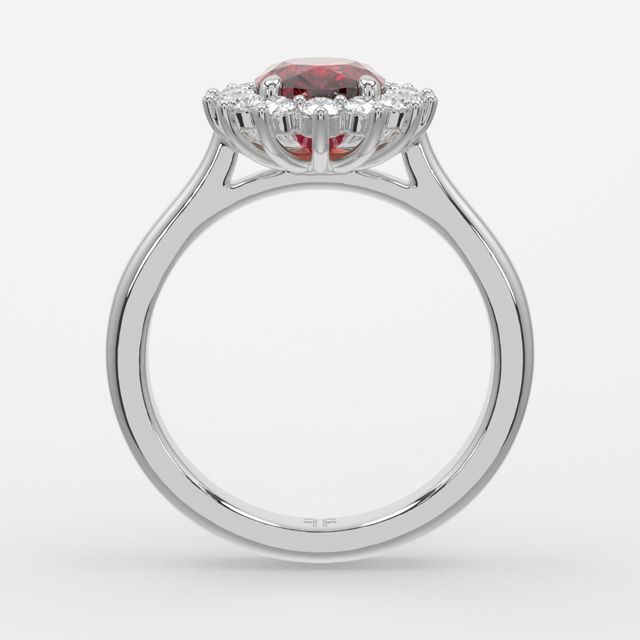 1 Carat Lab Grown Oval Ruby Cluster Engagement Ring In Platinum - Windermere