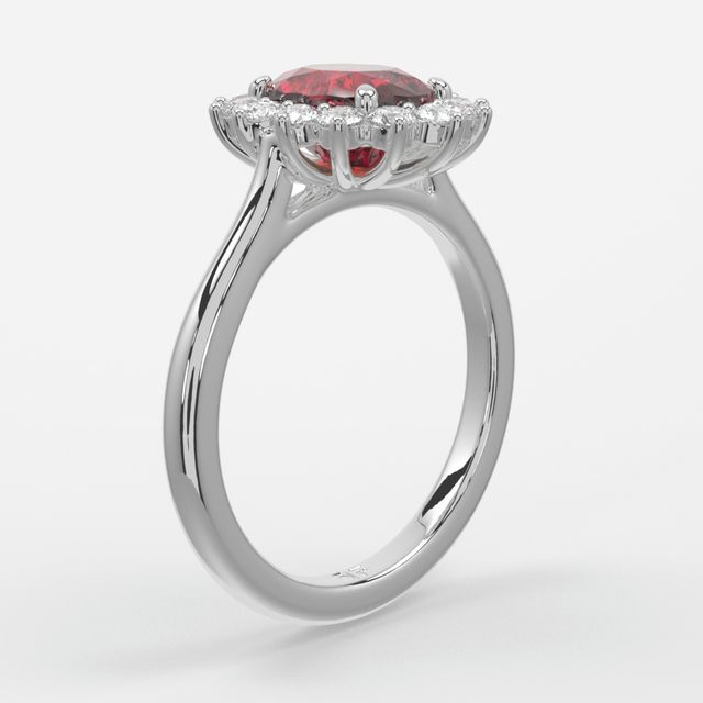 1 Carat Lab Grown Oval Ruby Cluster Engagement Ring In Platinum - Windermere