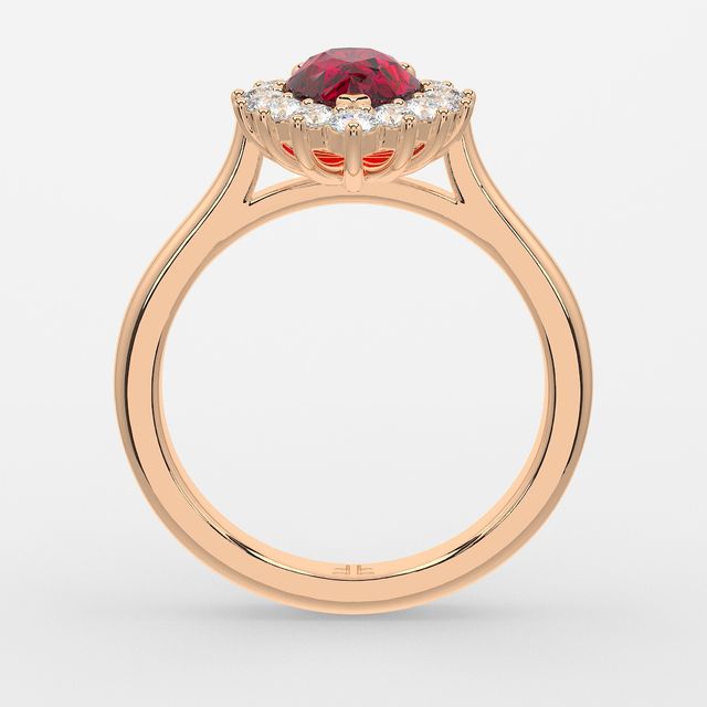 1 Carat Lab Grown Pear Ruby Cluster Engagement Ring In Rose Gold- Windermere