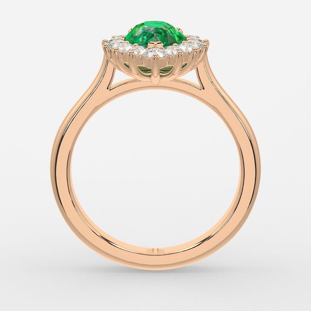 1 Carat Lab Grown Pear Emerald Cluster Engagement Ring In Rose Gold - Windermere