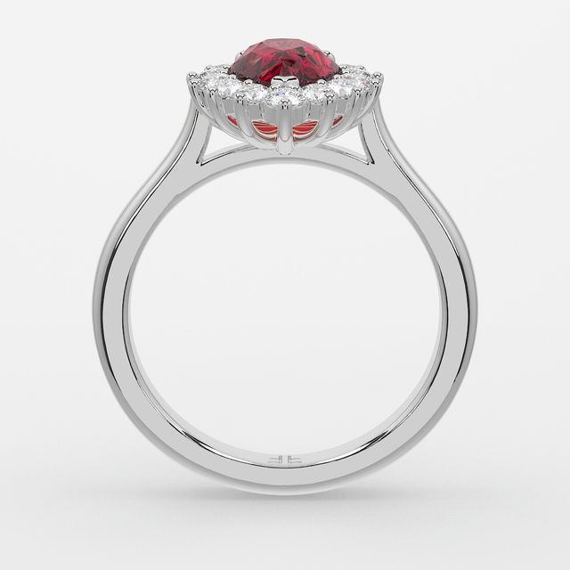 1 Carat Lab Grown Pear Ruby Cluster Engagement Ring In Platinum - Windermere