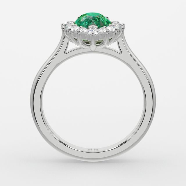 1 Carat Lab Grown Pear Emerald Cluster Engagement Ring In Platinum - Windermere