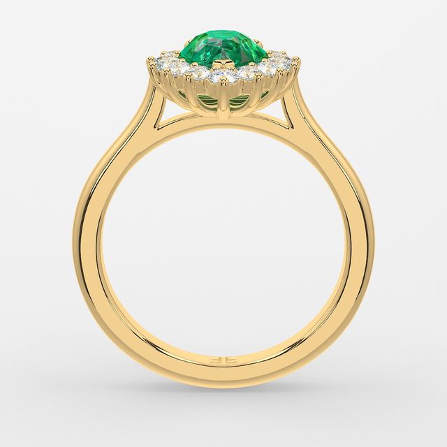 1 Carat Lab Grown Pear Emerald Cluster Engagement Ring In Yellow Gold - Windermere