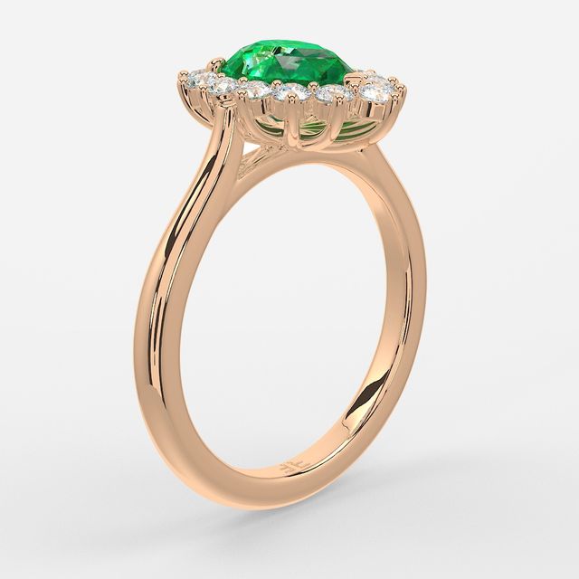 1 Carat Lab Grown Pear Emerald Cluster Engagement Ring In Rose Gold - Windermere