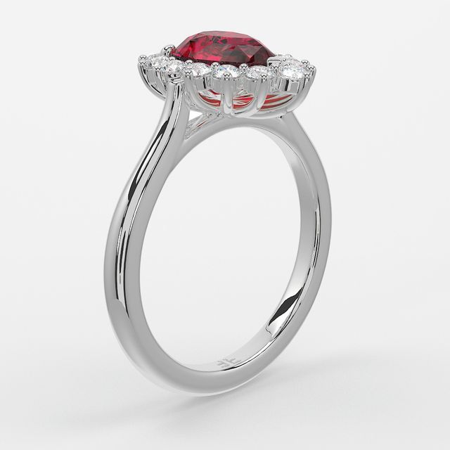 1 Carat Lab Grown Pear Ruby Cluster Engagement Ring In Platinum - Windermere