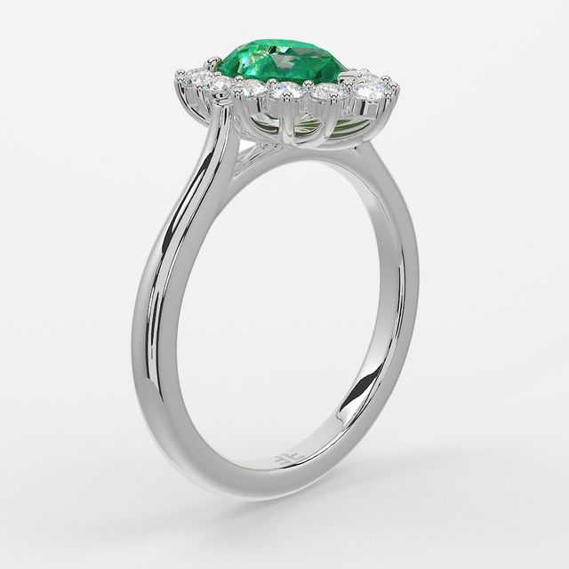 1 Carat Lab Grown Pear Emerald Cluster Engagement Ring In Platinum - Windermere