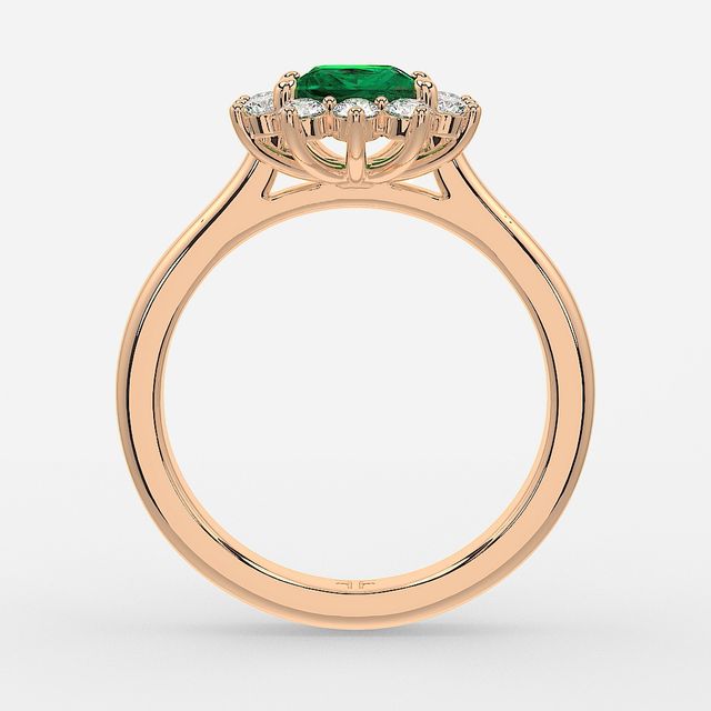 1 Carat Lab Grown Princess Emerald Cluster Engagement Ring In Rose Gold - Windermere