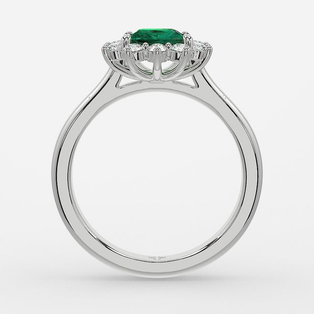 1 Carat Lab Grown Princess Emerald Cluster Engagement Ring In White Gold - Windermere