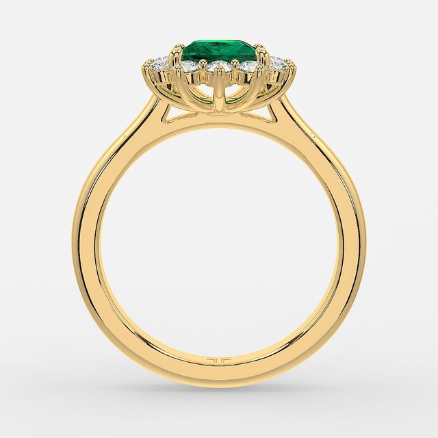 1 Carat Lab Grown Princess Emerald Cluster Engagement Ring In Yellow Gold - Windermere