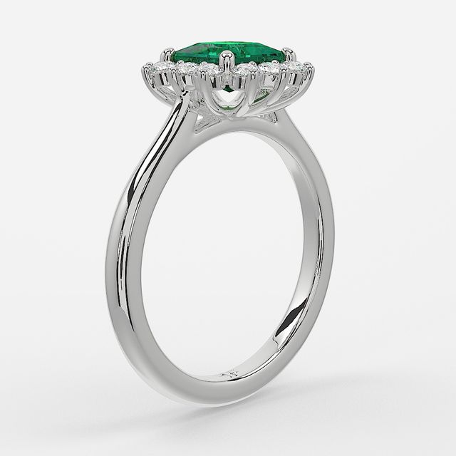 1 Carat Lab Grown Princess Emerald Cluster Engagement Ring In White Gold - Windermere