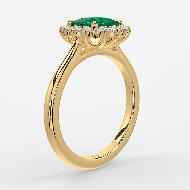 1 Carat Lab Grown Princess Emerald Cluster Engagement Ring In Yellow Gold - Windermere
