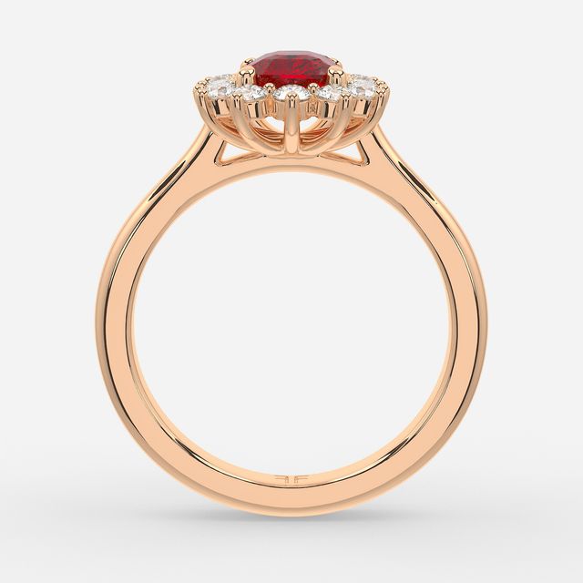 1 Carat Lab Grown Radiant Ruby Cluster Engagement Ring In Rose Gold- Windermere