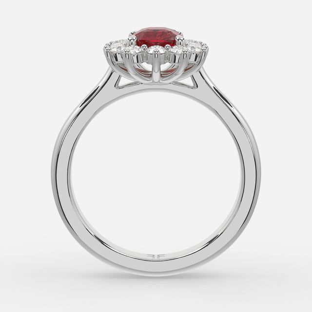 1 Carat Lab Grown Radiant Ruby Cluster Engagement Ring In White Gold- Windermere