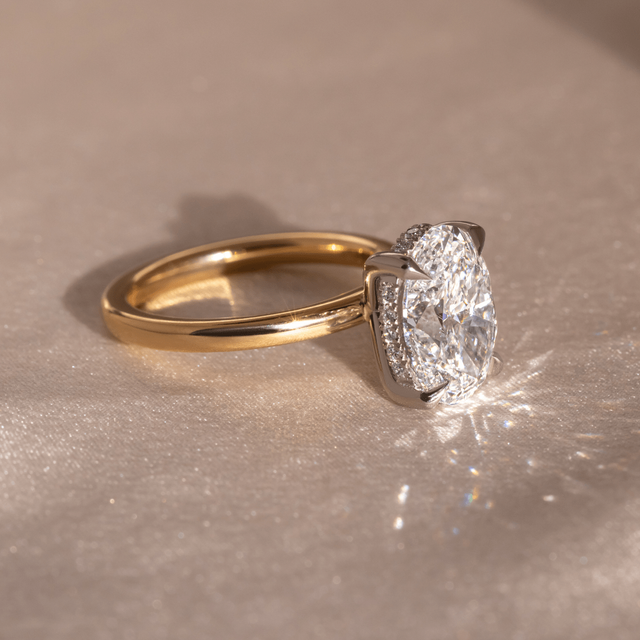 3 Carat Oval Hidden Halo Ring In Two Tone - Kate