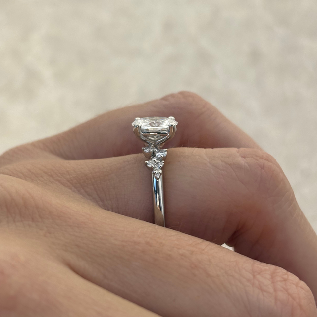 1 Carat Oval Diamond Cluster Engagement Ring In Platinum - Morning Star