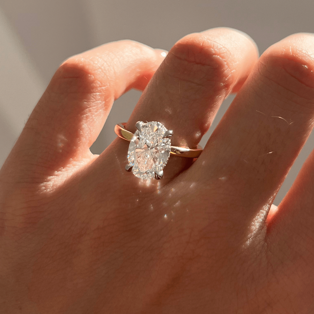 3 Carat Oval Hidden Halo Ring In Two Tone - Kate