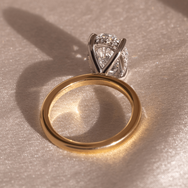 3 Carat Oval Hidden Halo Ring In Two Tone - Kate