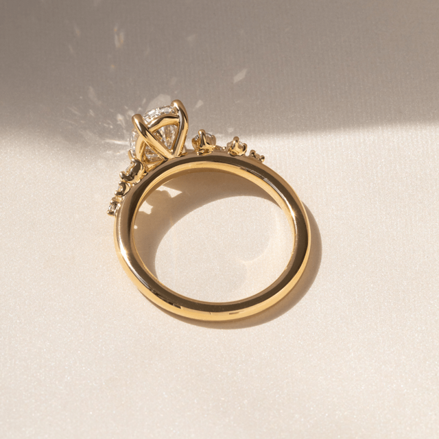 1.30 Carat Oval Diamond Cluster Engagement Ring In 18K Yellow Gold - Morning Star