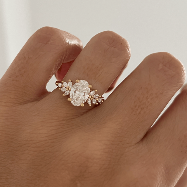 1.70 Carat Oval Cluster Ring In 18K Yellow Gold - Anastasia
