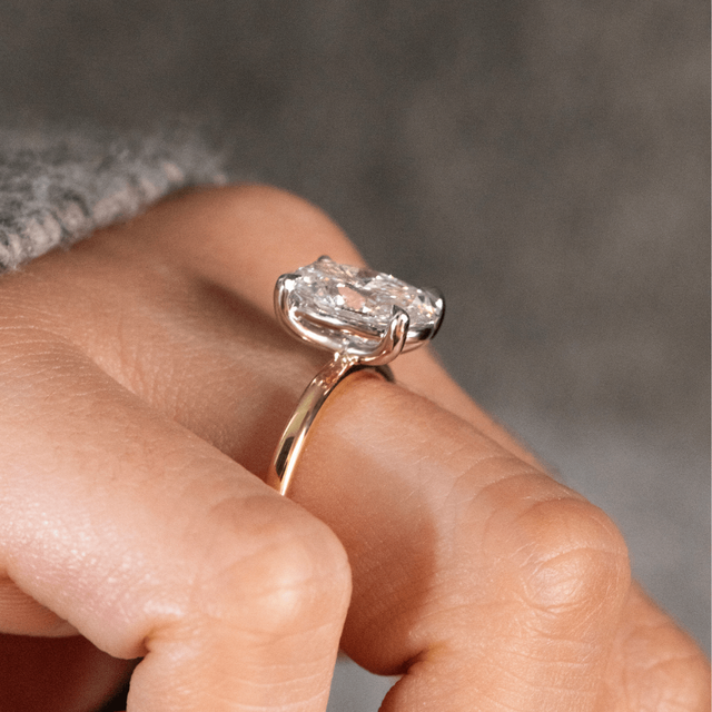 3 Carat Oval Diamond Solitaire Ring In 18K Two Tone - Chelsea