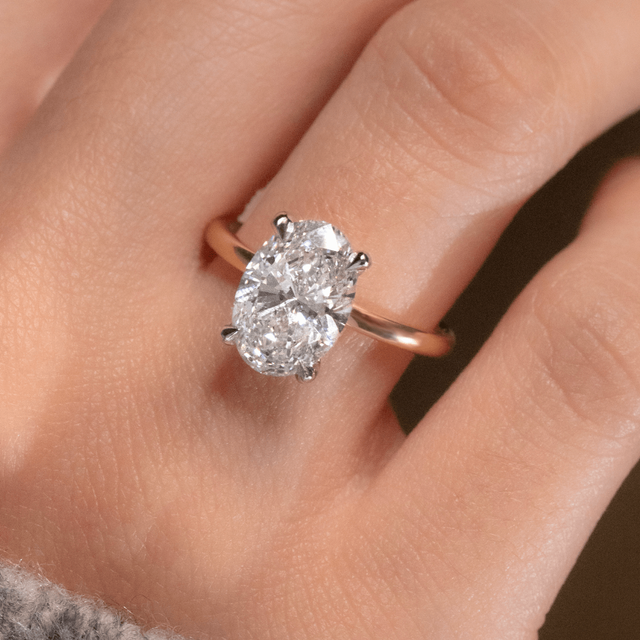 3 Carat Oval Diamond Solitaire Ring In 18K Two Tone - Chelsea