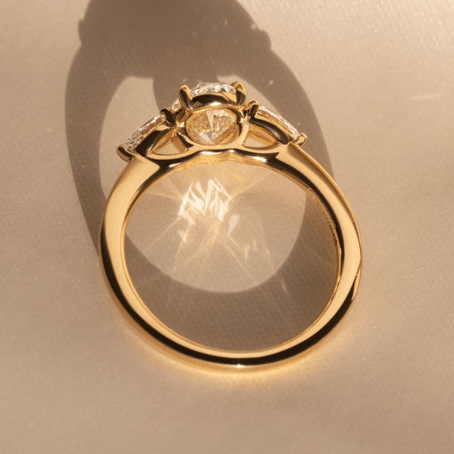 1.20 Carat Oval Diamond Trilogy Engagement Ring In 18K Yellow Gold - Vivian