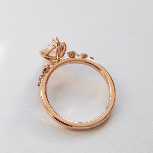 1.50 Carat Lab Grown Marquise Cluster Engagement Ring In Rose Gold – Morning Star
