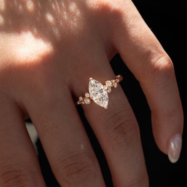 1.50 Carat Lab Grown Marquise Cluster Engagement Ring In Rose Gold – Morning Star