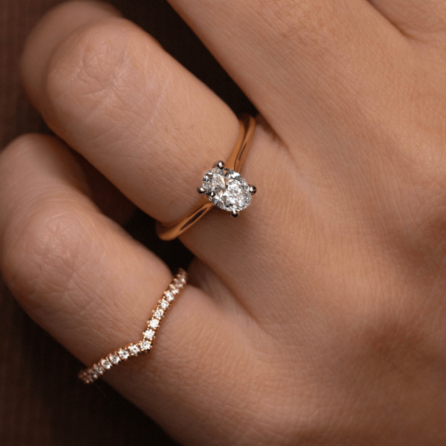 0.70 Carat Oval Solitaire Ring In Two Tone - Aerin