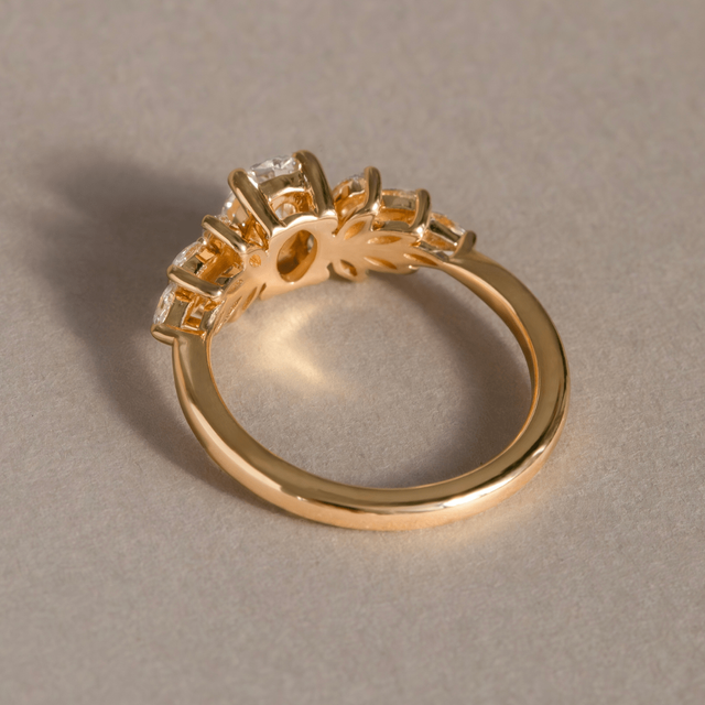 0.50 Carat Oval Diamond Cluster Engagement Ring In 18K Yellow Gold - Anastasia