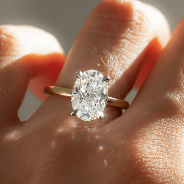 3 Carat Oval Hidden Halo Ring In Two Tone - Kate