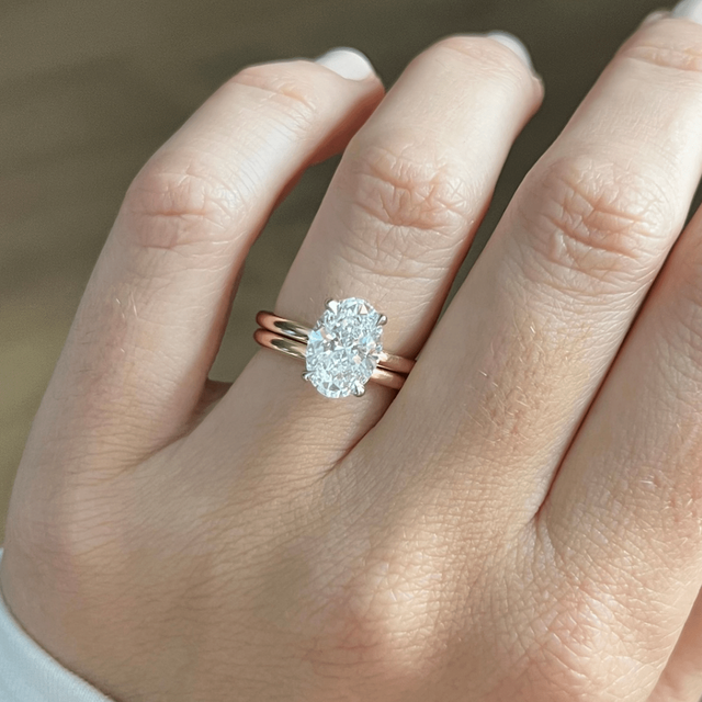 3 Carat Oval Diamond Solitaire Ring In 18K Two Tone - Chelsea