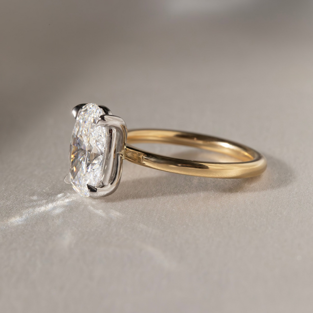 3 Carat Oval Diamond Solitaire Ring In 18K Two Tone - Chelsea