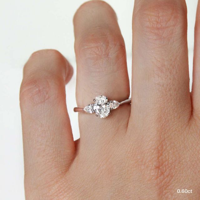0.60 Carat Oval Trilogy Ring In Platinum - Vivian