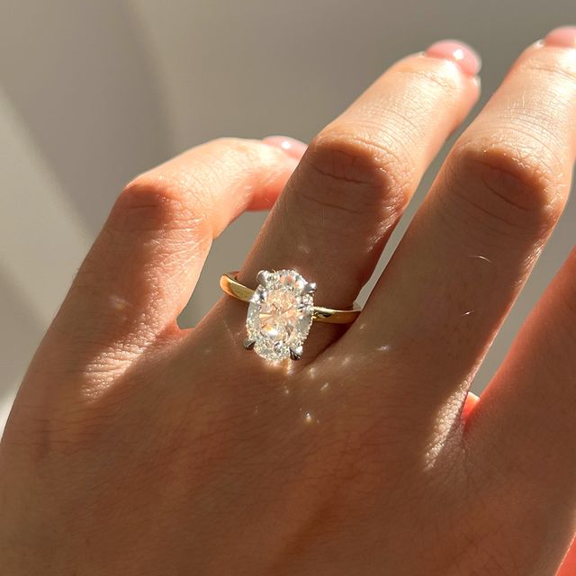 3 Carat Oval Hidden Halo Ring In Two Tone - Kate