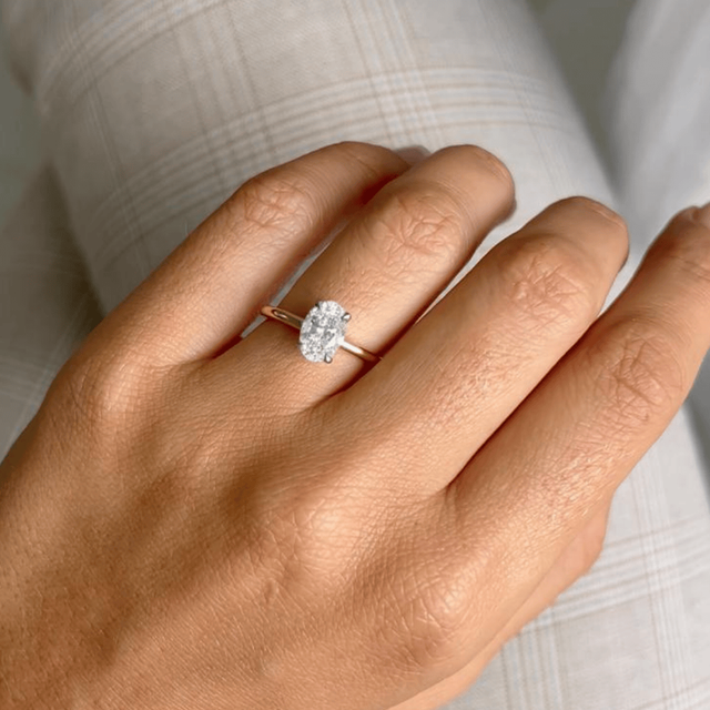 1.20 Carat Oval Diamond Solitaire Ring In 18K Two Tone - Chelsea