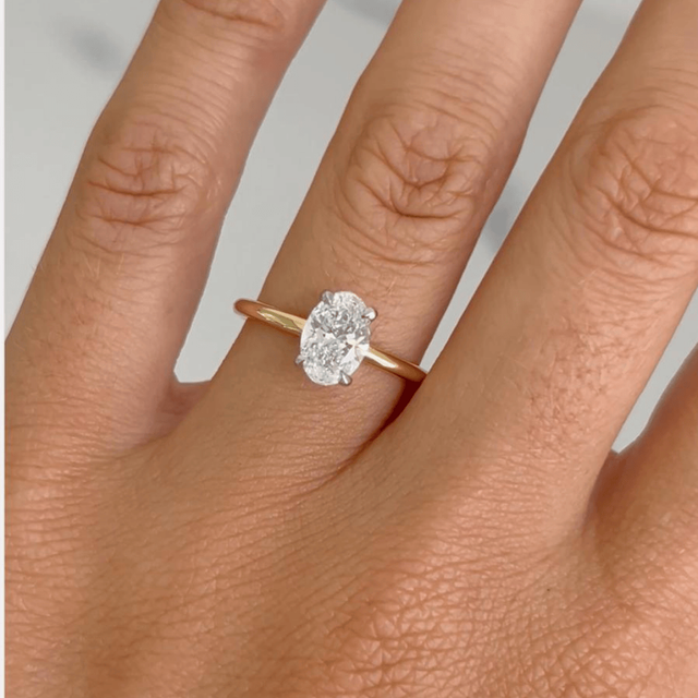 1.20 Carat Oval Diamond Solitaire Ring In 18K Two Tone - Chelsea