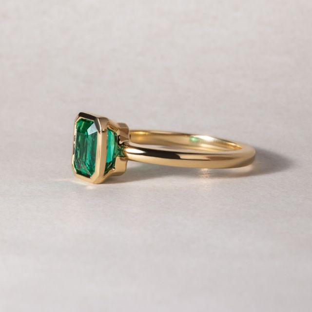 Chloe Zambian Emerald Bezel Set Engagement Ring- 1.38ct